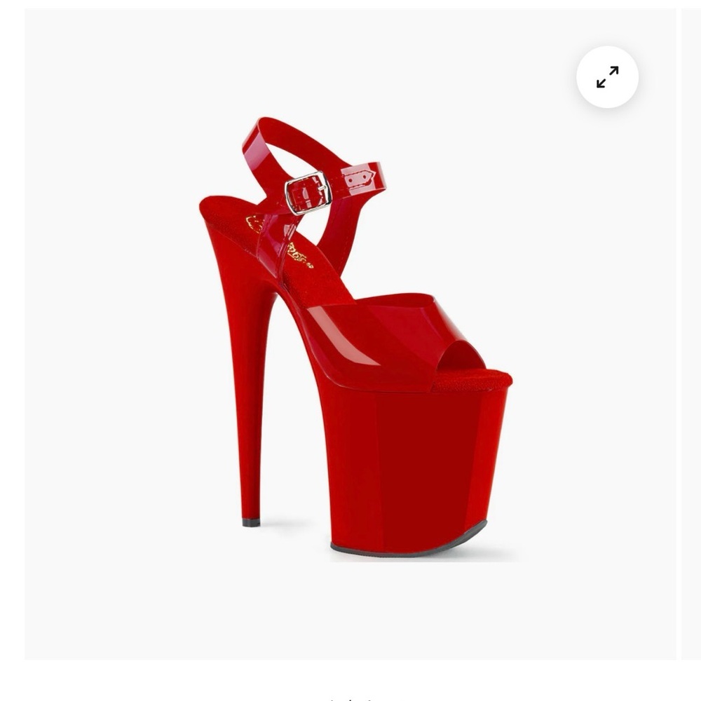 Pleaser Flamingo 808N Red Platform Peep-Toe Stiletto Sandals - Women - Picture 2 of 3